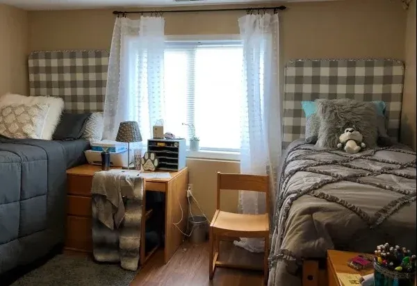 student bedroom with two beds